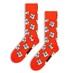 Happy Socks Men Doggo Socks Orange Fits Shoe Size 8-16